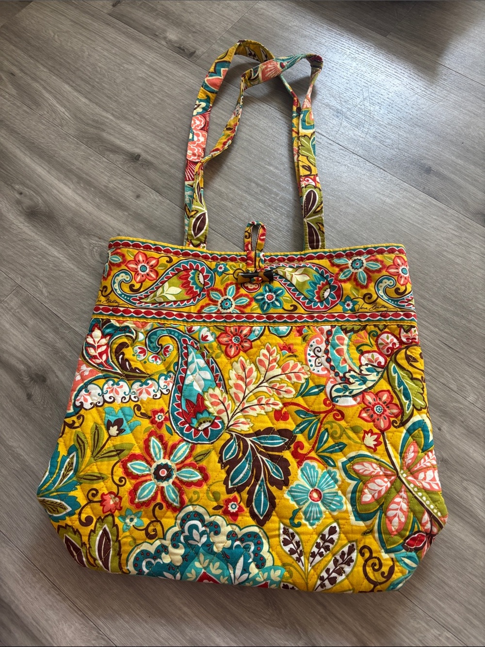 Vera Bradley Yellow Quilted Paisley Floral Tote